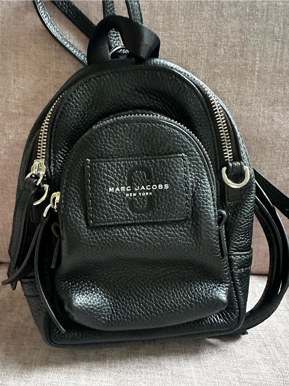 Marc Jacobs Black Pebbled Leather Mini Backpack Silver Hardware Crossbody Bag